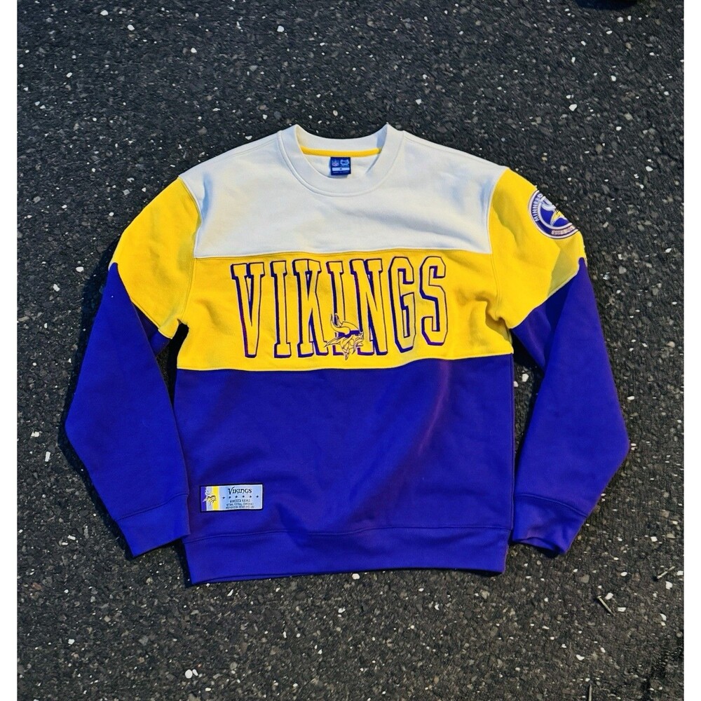 NFL Minnesota Vikings Colorblock Sweatshirt Ultra Game Logo Patch M